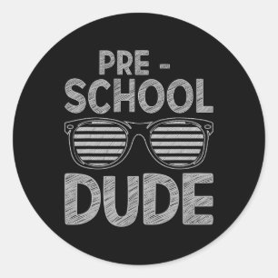 Dude Pre-K leraar student 1e dag terug naar school Ronde Sticker