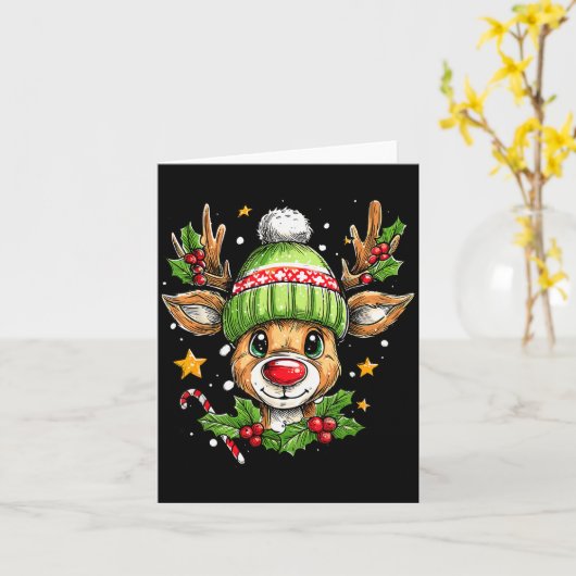 Dude Reindeer Christmas Lights Cozy Reindeer Boy X Kaart (Gele Bloem)