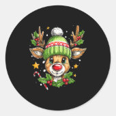 Dude Reindeer Christmas Lights Cozy Reindeer Boy X Ronde Sticker (Voorkant)