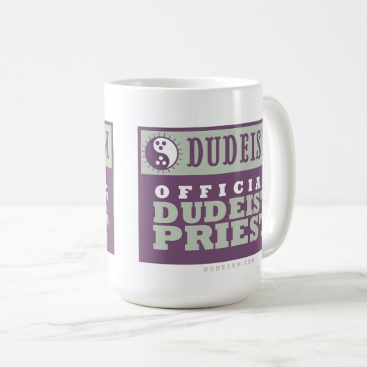 Dudeïsme Officiële Dudeist Priest Mok (Variatie 2) (Voorkant rechts)