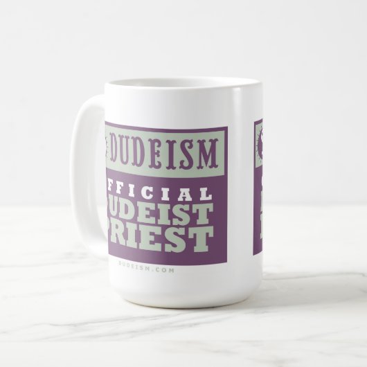 Dudeïsme Officiële Dudeist Priest Mok (Variatie 2) (Voorkant links)