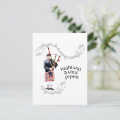 Dudelsackspeler in rode kilt briefkaart (Staand voorkant)
