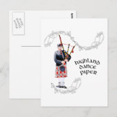 Dudelsackspeler in rode kilt briefkaart (Voorkant / Achterkant)