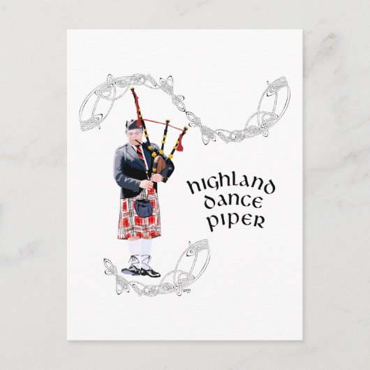 Dudelsackspeler in rode kilt briefkaart (Voorkant)