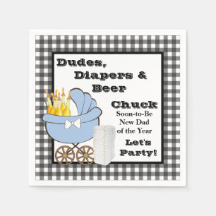 Dudes, Diapers en Beer Papa Shower Party Napkins Servet