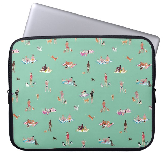 DUDES en HONDEN STRAND Mint Laptop Sleeve (Voorkant)