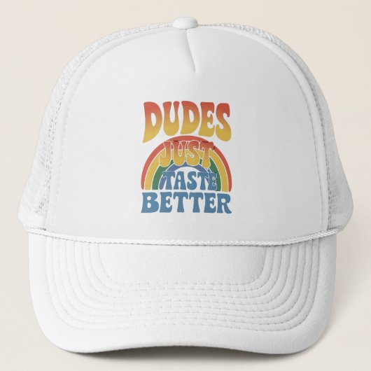 Dudes Proef gewoon Betere Rainbow Gay Pride  Trucker Pet (Voorkant)
