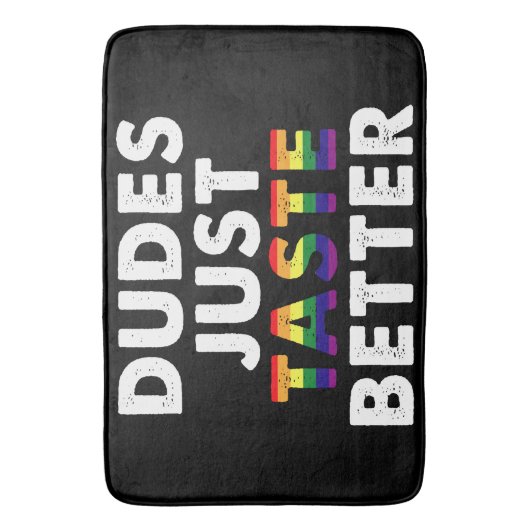 Dudes proeven gewoon beter gay pride cadeau idee badmat (Voorkant Verticaal)