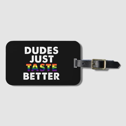 Dudes proeven gewoon beter gay pride cadeau idee bagagelabel (Voorkant (horizontaal))