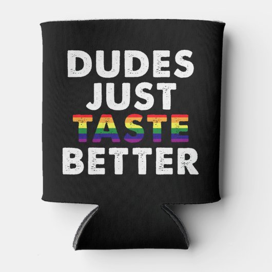 Dudes proeven gewoon beter gay pride cadeau idee blikjeskoeler (Voorkant)