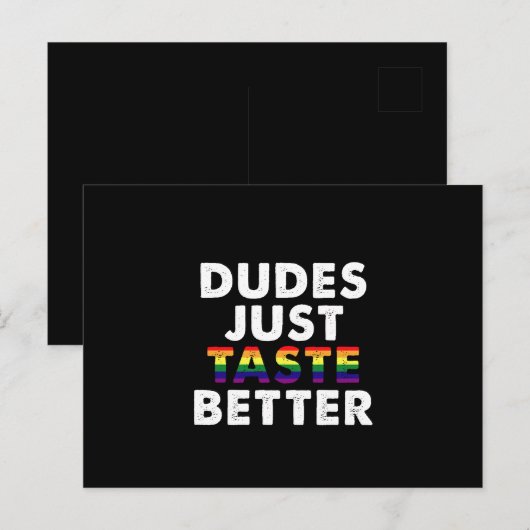 Dudes proeven gewoon beter gay pride cadeau idee briefkaart (Voorkant / Achterkant)