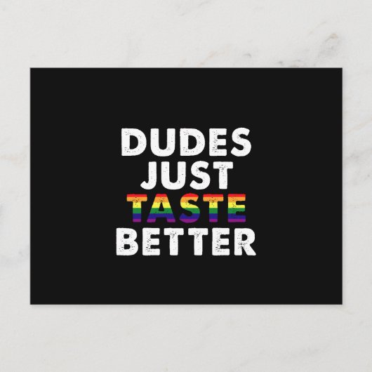 Dudes proeven gewoon beter gay pride cadeau idee briefkaart (Voorkant)