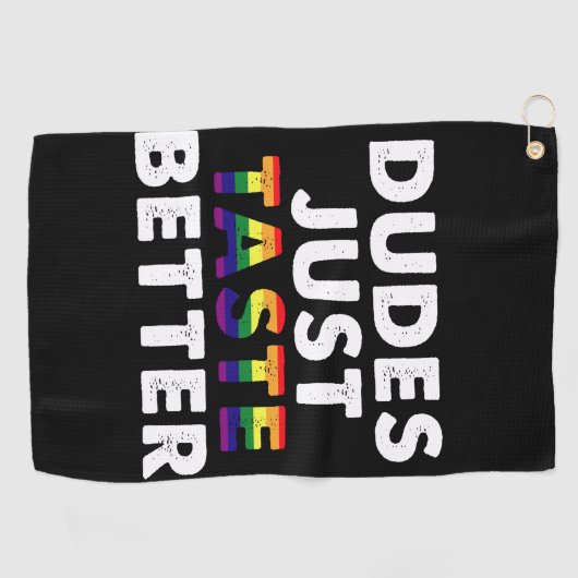 Dudes proeven gewoon beter gay pride cadeau idee golfhanddoek (Horizontaal)
