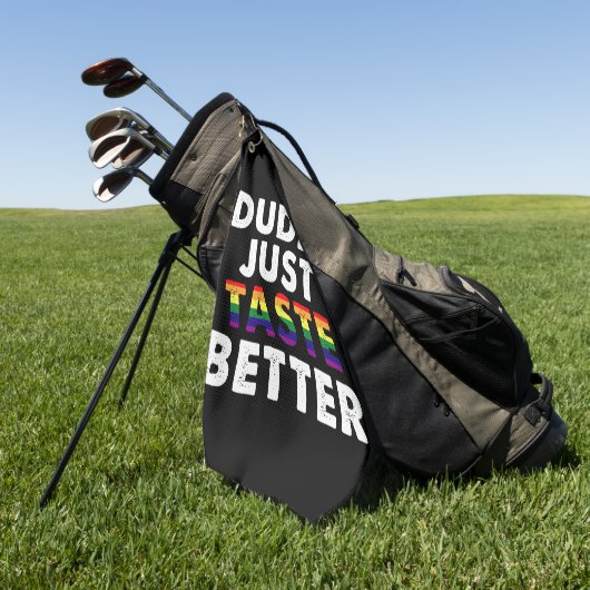 Dudes proeven gewoon beter gay pride cadeau idee golfhanddoek (Groen)