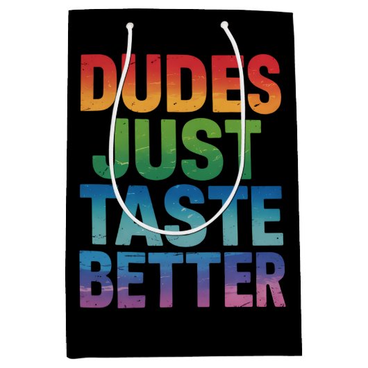 Dudes proeven gewoon beter Grappige Gay Pride LGBT Medium Cadeauzakje (Voorkant)