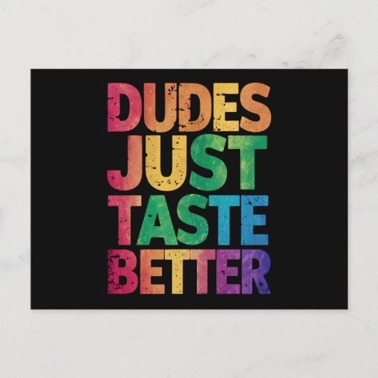 Dudes smaken gewoon beter verontruste Gay Pride Briefkaart (Voorkant)