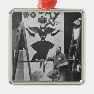 Dudley Hardy schilderde een poster Metalen Ornament