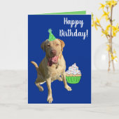 Dudley Labrador Birthday Kaart (Gele Bloem)