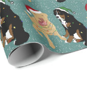 Dudley Labrador en Bernese Kerstmis  Cadeaupapier (Rol Hoek)