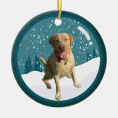Dudley Labrador Kerstmis  Keramisch Ornament (Voorkant)