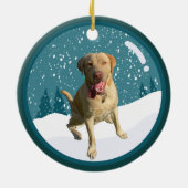 Dudley Labrador Kerstmis  Keramisch Ornament (Achterkant)