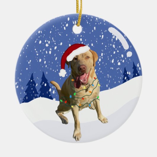 Dudley Labrador Kerstmis Keramisch Ornament (Voorkant)