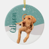 Dudley Labrador Kerstmis Keramisch Ornament (Voorkant)