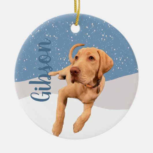 Dudley Labrador Kerstmis Keramisch Ornament (Voorkant)