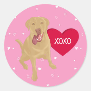 Dudley Labrador Valentijnse  XOXO Ronde Sticker