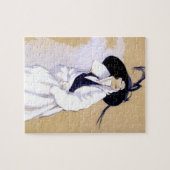 Dudovich Art Deco Illustratie "Vrouw in een witte Legpuzzel (Horizontaal)