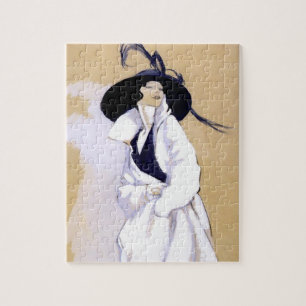 Dudovich Art Deco Illustratie "Vrouw in een witte  Legpuzzel