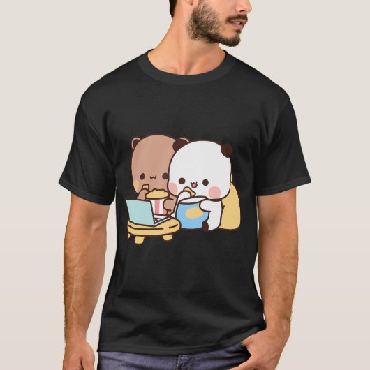 Dudu Beer en Bubu Panda kijken film samen T-shirt (Voorkant)