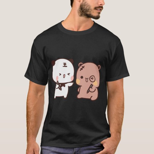 Dudu Beer en Bubu Panda spelen zelf te kleuren T-shirt (Voorkant)