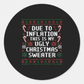Due To Inflation Funny Ugly Christmas Sweater Xmas Ronde Sticker (Voorkant)
