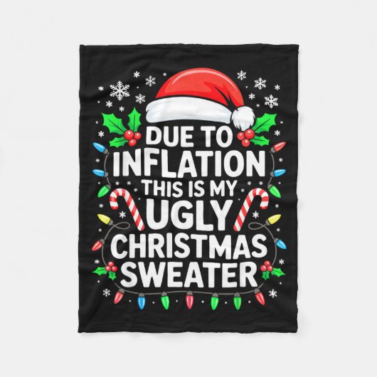 Due To Inflation Ugly Christmas Sweater Shirt Men  Fleece Deken (Voorkant)