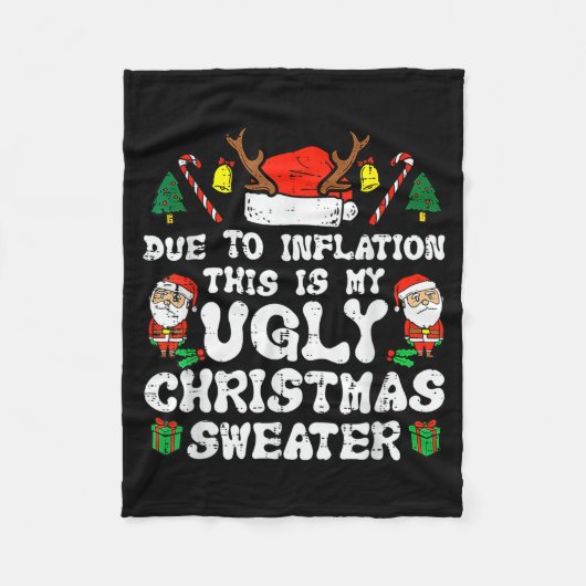 Due To Inflation Ugly Christmas Sweater Xmas Men W Fleece Deken (Voorkant)