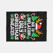 Due To Inflation Ugly Christmas Sweater Xmas Men W Fleece Deken (Voorkant (Horizontaal))