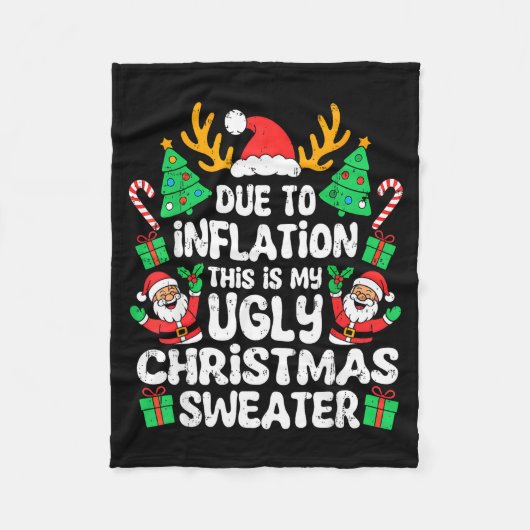 Due To Inflation Ugly Christmas Sweater Xmas Men W Fleece Deken (Voorkant)
