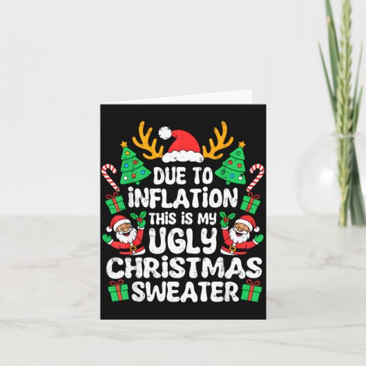 Due To Inflation Ugly Christmas Sweater Xmas Men W Kaart (Voorkant)