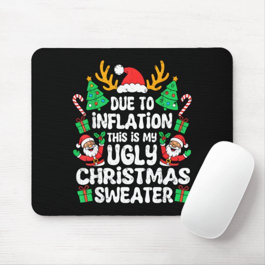 Due To Inflation Ugly Christmas Sweater Xmas Men W Muismat (Met muis)