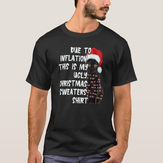 Due to Inflation Ugly Christmas Sweaters Black Cat (Voorkant)
