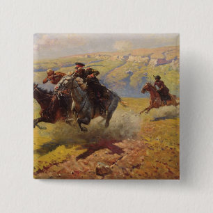 Duel, 1905 vierkante button 5,1 cm