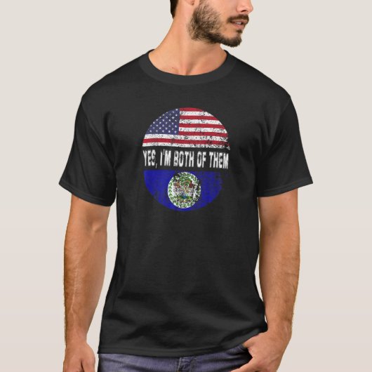 Duel Flag Belize and American duel citizen T-shirt (Voorkant)