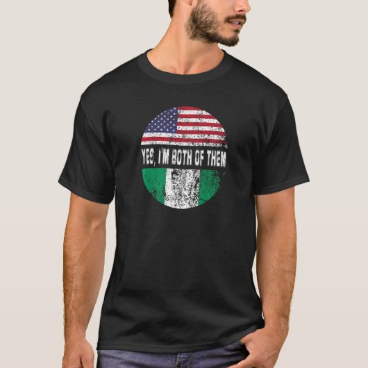 Duel Flag Nigeria and American duel citizen T-shirt (Voorkant)