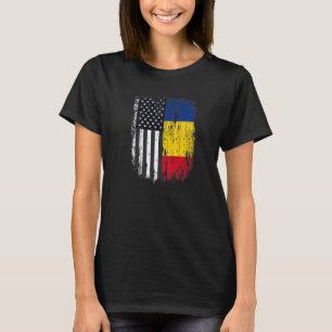 Duel Flag Roemenië en Amerikaans duel burger T-shirt