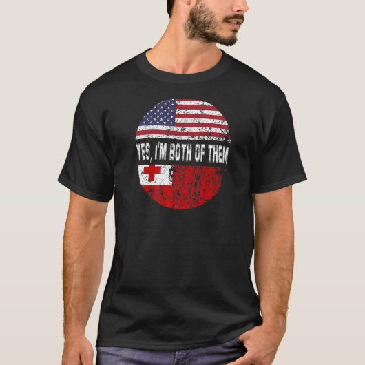 Duel Flag Tonga en Amerikaans burger van duel T-shirt (Voorkant)