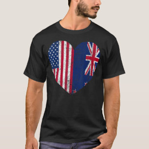 Duel Heart Nieuw-Zeeland en Amerikaans burger van  T-shirt