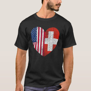 Duel Heart Zwitserland en Amerikaans burger van du T-shirt