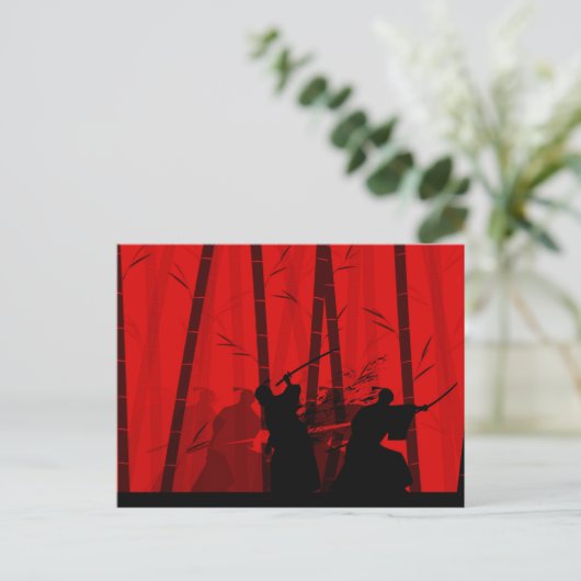 Duel in de Rode Bamboe - Samurai Briefkaart (Staand voorkant)