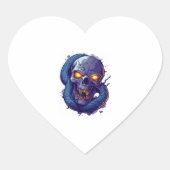 Duel tussen schedel en slang hart sticker (Voorkant)